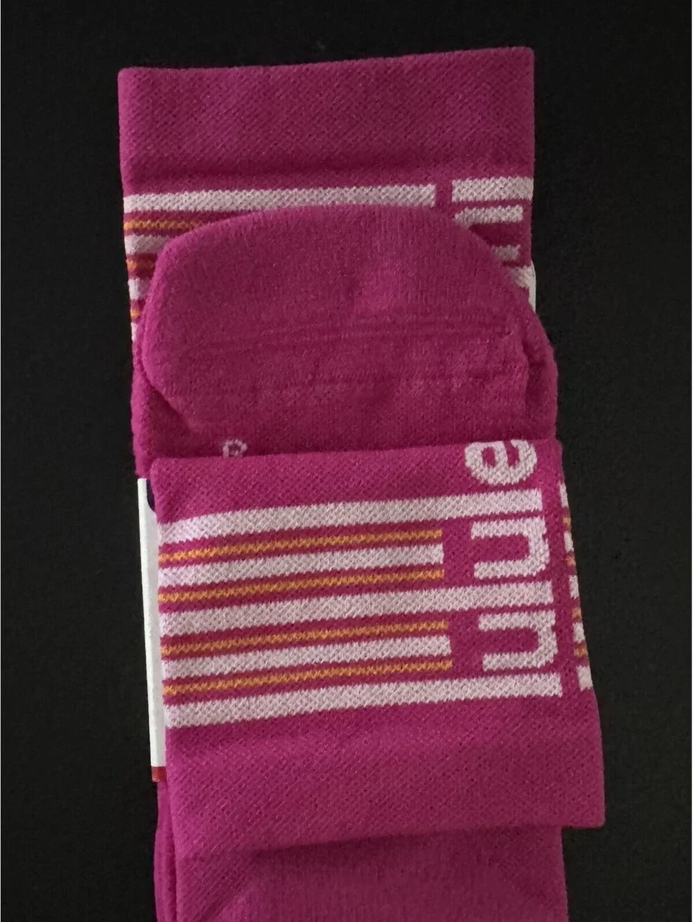 Lululemon Power Stride Crew Socks Large Pink Stripe Unisex NWT 1 Pair